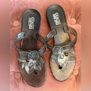 Coach Petunia Clear Smoke Gray Jelly Flower Sandals size 6 EUC